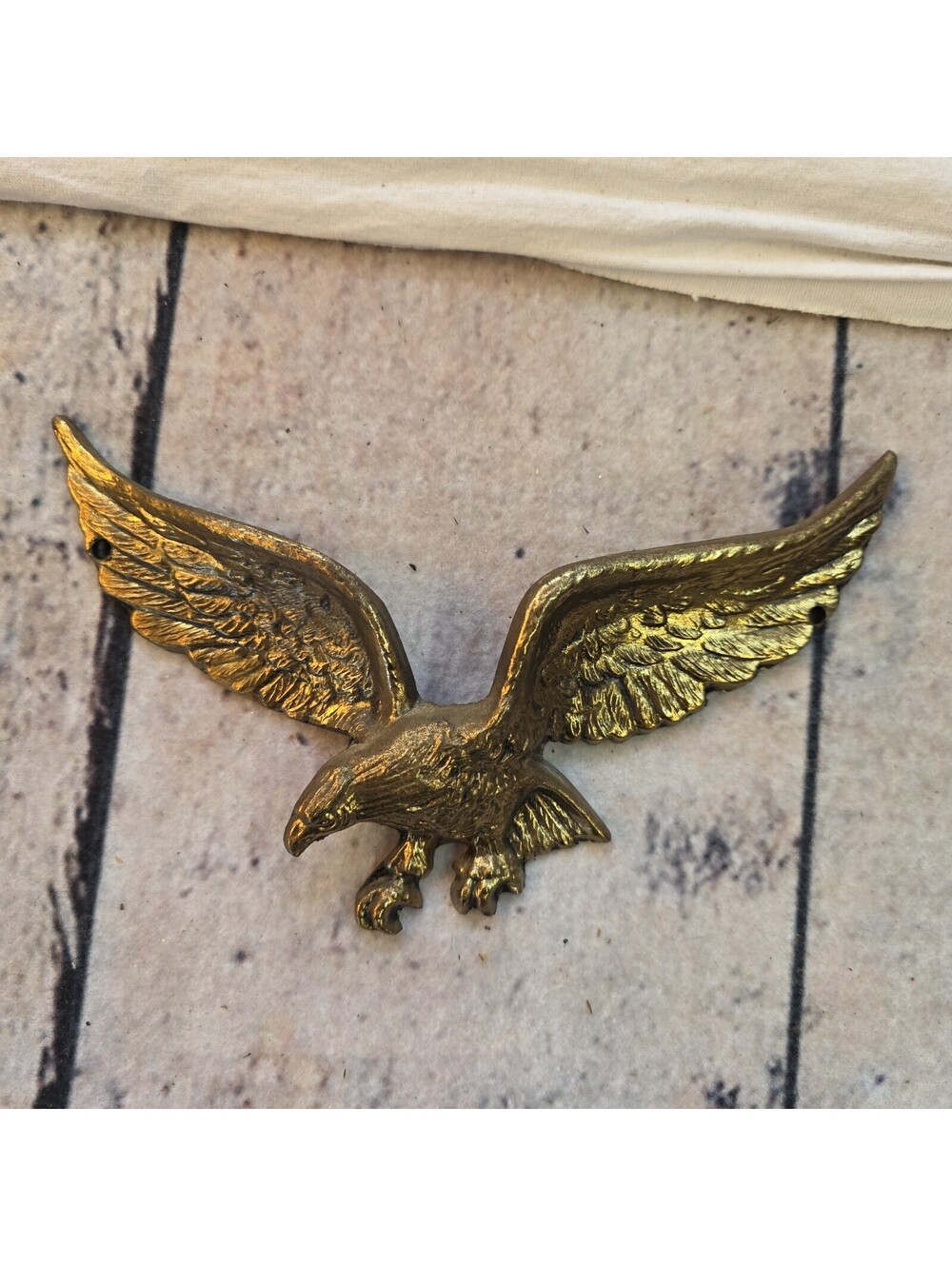Vintage mid-century modern Brass Flying Bald Eagle Wall Plaque MCM 9”